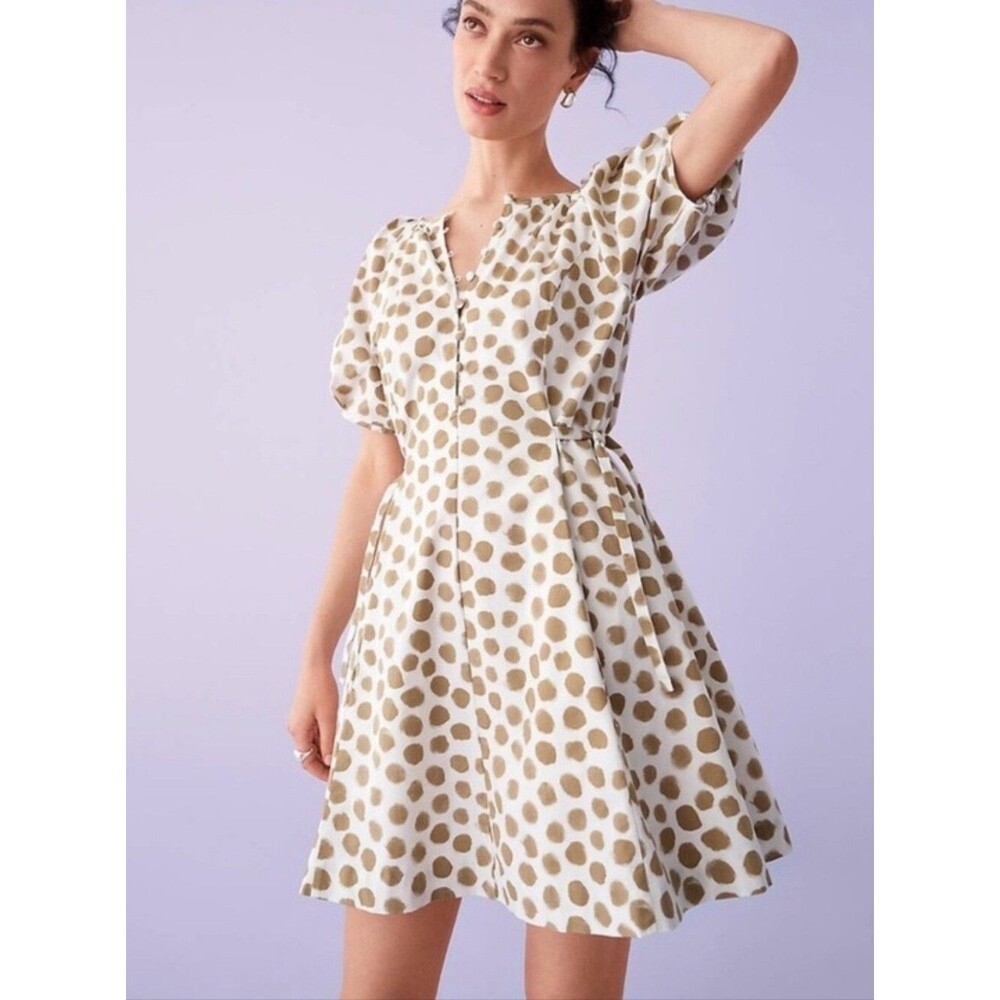 Loft Polka Dot Midi Dress Cotton Preppy Coastal Teacher Office Tea Party Size 10